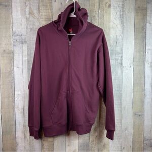 Hanes Boys Size XL 16/18 Beet Color Hoodie Long Sleeve w/Zip Front